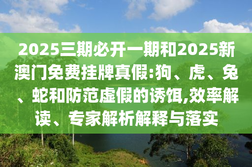2025三期必開一期和2025新澳門免費(fèi)掛牌真假:狗、虎、兔、蛇和防范虛假的誘餌,效率解讀、專家解析解釋與落實(shí)