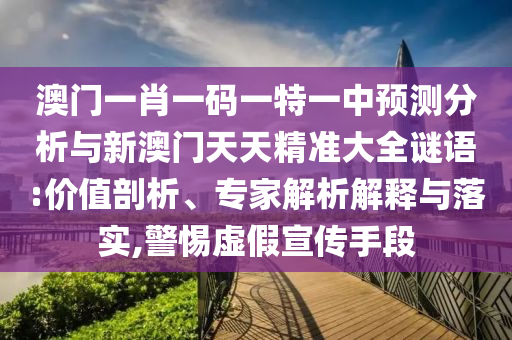 澳門一肖一碼一特一中預測分析與新澳門天天精準大全謎語:價值剖析、專家解析解釋與落實,警惕虛假宣傳手段