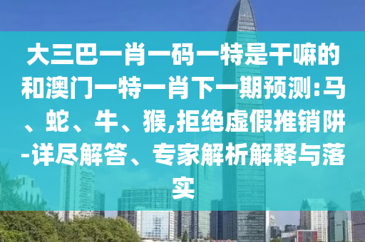 大三巴一肖一碼一特是干嘛的和澳門一特一肖下一期預測:馬、蛇、牛、猴,拒絕虛假推銷阱-詳盡解答、專家解析解釋與落實