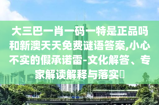 大三巴一肖一碼一特是正品嗎和新澳天天免費謎語答案,小心不實的假承諾雷-文化解答、專家解讀解釋與落實?