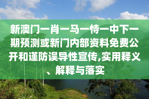 新澳門一肖一馬一恃一中下一期預(yù)測或新門內(nèi)部資料免費公開和謹防誤導(dǎo)性宣傳,實用釋義、解釋與落實