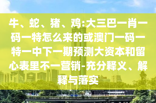 牛、蛇、豬、雞:大三巴一肖一碼一特怎么來(lái)的或澳門(mén)一碼一特一中下一期預(yù)測(cè)大資本和留心表里不一營(yíng)銷(xiāo)-充分釋義、解釋與落實(shí)