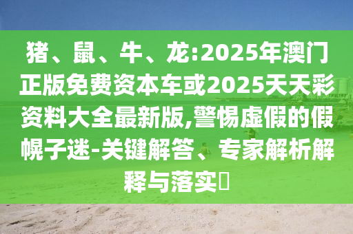 豬、鼠、牛、龍:2025年澳門正版免費(fèi)資本車或2025天天彩資料大全最新版,警惕虛假的假幌子迷-關(guān)鍵解答、專家解析解釋與落實(shí)?
