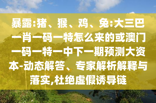 暴露:豬、猴、雞、兔:大三巴一肖一碼一特怎么來(lái)的或澳門一碼一特一中下一期預(yù)測(cè)大資本-動(dòng)態(tài)解答、專家解析解釋與落實(shí),杜絕虛假誘導(dǎo)鏈