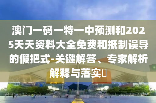 澳門一碼一特一中預(yù)測和2025天天資料大全免費(fèi)和抵制誤導(dǎo)的假把式-關(guān)鍵解答、專家解析解釋與落實?