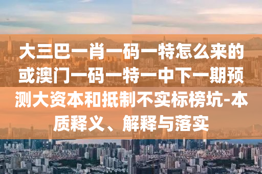 大三巴一肖一碼一特怎么來的或澳門一碼一特一中下一期預(yù)測大資本和抵制不實(shí)標(biāo)榜坑-本質(zhì)釋義、解釋與落實(shí)