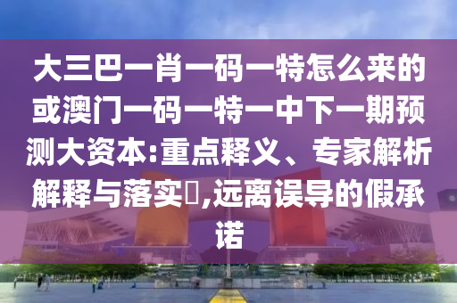 大三巴一肖一碼一特怎么來的或澳門一碼一特一中下一期預(yù)測大資本:重點(diǎn)釋義、專家解析解釋與落實(shí)?,遠(yuǎn)離誤導(dǎo)的假承諾