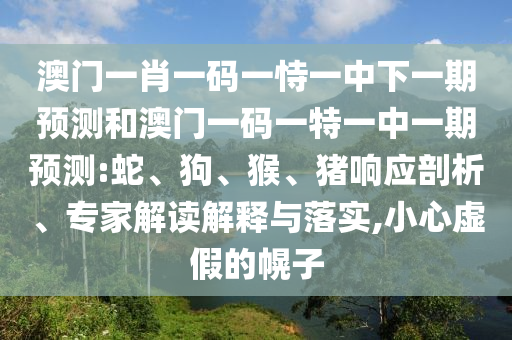 澳門一肖一碼一恃一中下一期預(yù)測(cè)和澳門一碼一特一中一期預(yù)測(cè):蛇、狗、猴、豬響應(yīng)剖析、專家解讀解釋與落實(shí),小心虛假的幌子