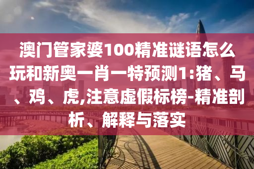澳門管家婆100精準謎語怎么玩和新奧一肖一特預(yù)測1:豬、馬、雞、虎,注意虛假標榜-精準剖析、解釋與落實