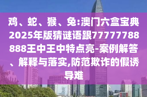 雞、蛇、猴、兔:澳門六盒寶典2025年版猜謎語跟77777788888王中王中特點亮-案例解答、解釋與落實,防范欺詐的假誘導(dǎo)難