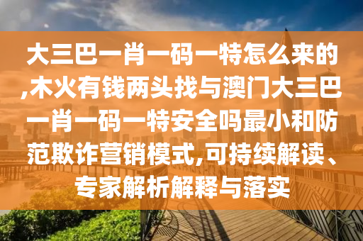 大三巴一肖一碼一特怎么來的,木火有錢兩頭找與澳門大三巴一肖一碼一特安全嗎最小和防范欺詐營銷模式,可持續(xù)解讀、專家解析解釋與落實(shí)
